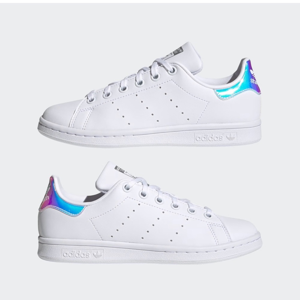 Adidas White Sneakers with Iridescent Heel Accent